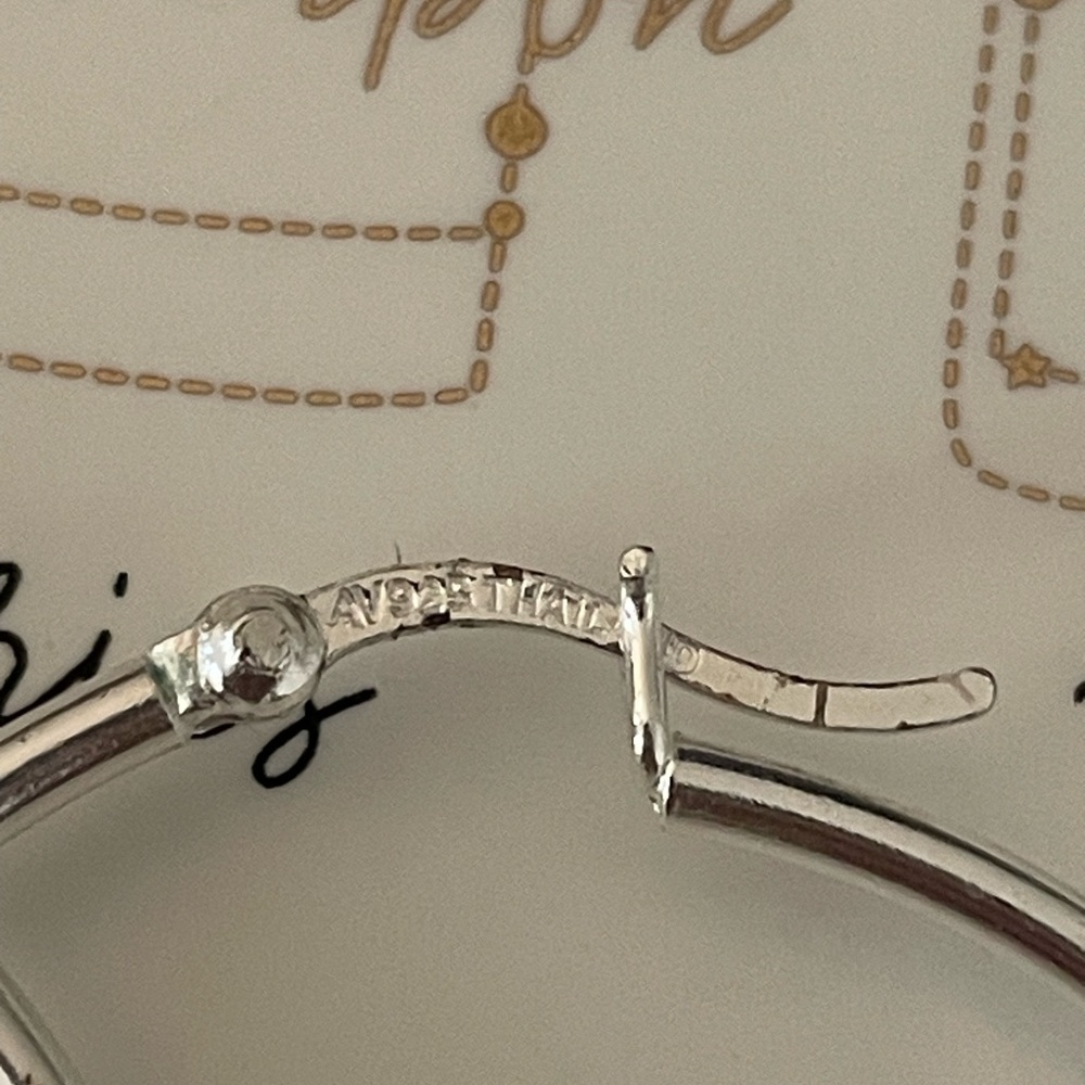 sterling silver dainty oversize hoop earrings 1.75” made in Thailand - Picture 4 of 6